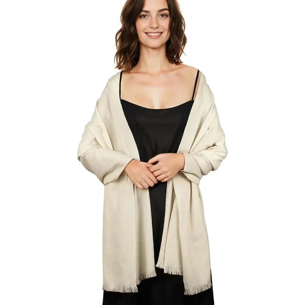 Swat Pany Scarf For Women Winter Pashmina Shawls  For Women Wedding Shawls-Cream